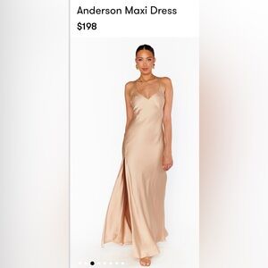 Show Me Your Mumu Anderson Maxi Dress in Champagne Luxe Satin size Medium